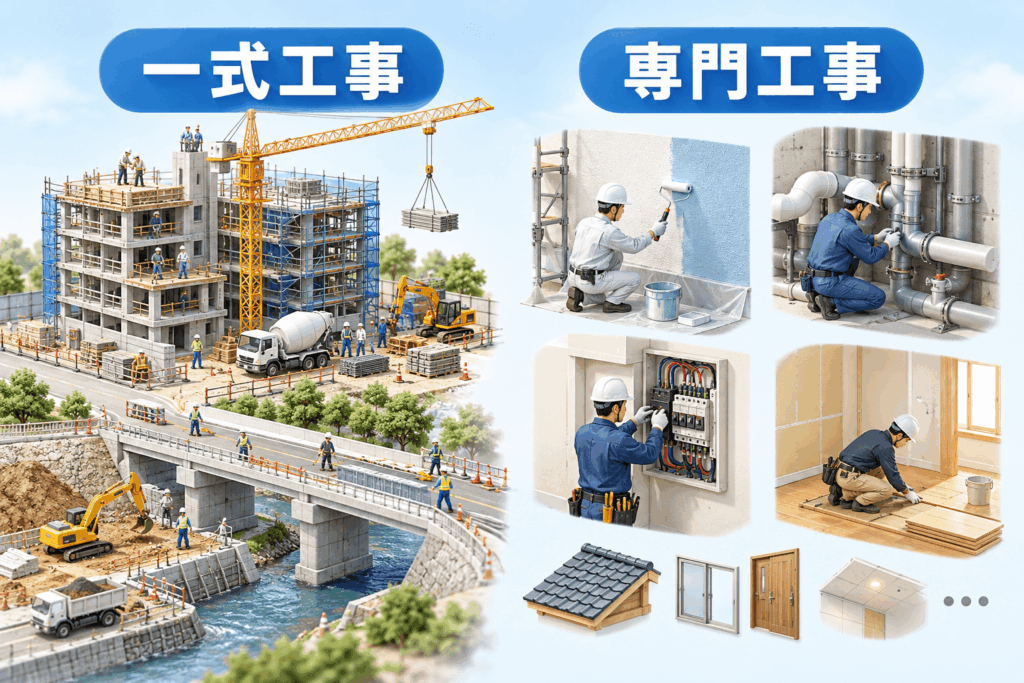 建設業許可はどの業種で取る？一式工事と専門工事の違いと選び方